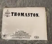 THOMASTON VTG NIP No Iron Twin FLAT SHEET White Sealed NOS- FREE SHIPPING