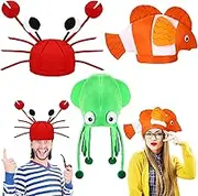 Kasyat 3 Pcs Party Octopus Hats Funny Ocean Sea Animal Hats Halloween Hat Crazy Costume Hats for Photo Booth Cosplay Party