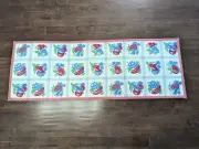 32.5"x 11.5" Lined TABLE RUNNER from VTG Fabric w/RED & BLUE FRUITS inside Grid