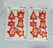 2 Pks Hutzler Red Plastic Christmas Cookie Cutters (12) TREE ANGEL BELL SANTA +