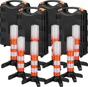 Leumoi 8 Pcs Emergency Road Flares Kit LED Roadside Flares Warning Emergency Lights for Vehicles Flares Emergency Road Safety Alert Emergency Beacon with Magnetic Bases Detachable Stands Storage