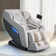Livemor Electric Massage Chair Recliner 24 Nodes Full Body Massager Head Back, Heating Chairs, Soft PU Leather Zero Gravity Massages Kneading Relaxation Rolling Foot Massagers Reclining Machine Grey