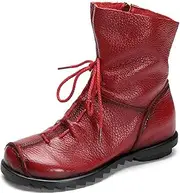 [Clarsunny] Women's Genuine Leather Casual Soft Flat Boots