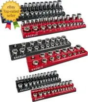6-Piece Magnetic Socket Organizer Set 1/2" 1/4" and 3/8" SAE & Metric Deep & Sha