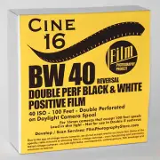 16MM FILM - DOUBLE PERF - FPP CINE16 BW REVERSAL 40 ISO - 100 FT