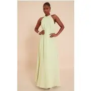 Lime Chiffon Extreme Pleated Maxi Dress, Lime