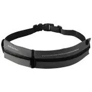 SPORX Double Pouch Slim Light Running Belt Zip Waist Pouch Charcoal