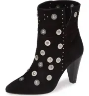 Lust For Life Casablanca Stud Bootie Black Suede Pointed Toe Metal Detail Boot