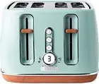Dorchester Green Toaster 4 Slice – Modern LCD Display - 6 Browning Levels - W...