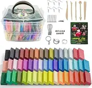 Yotsuba 50 Colors Polymer Clay Kit - Oven Bake & Air Dry Modeling Clay for DIY Craft, Includes 5 Tools & 8 Accessories, Non-Toxic Art Supplies, Kids Gift with Storage Box