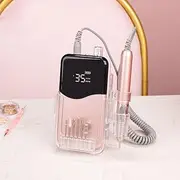 Professional Nail Drill Machine Cordless, Rechargeable, Portable, E-File 35K RPM LCD Screen (Black)