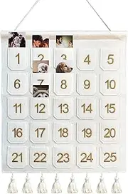 Christmas Countdown Advent Calendar with Pockets,Christmas Picture Countdown Board,Photo Advent Calendar- Advent Calendars for Kids Chocolate & Candy