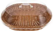 Bread Basket with Lid Woven Food Serving Storage Basket for Vegetables Fruits Desserts Versatile Display for Events and Everyday Use Tea Color