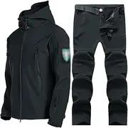 [CLSQLXYJZC] Outdoor Sports Ski Suit Men, Winter Comfortable Breathable Fleece Warm Soft Shell Ski Jacket and Pant Set, for Hiking Fishing Windproof 2-Piece Snowsuit(Color3,Large)