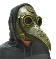 Plague Doctor Mask Halloween Bird Beak Raven Crow Latex Mask Steampunk BRONZE