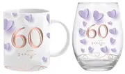60th Birthday Mug & Stemless Wine Glass Set