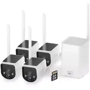 NEW Swann MaxRanger4K Solar Security 4 Pack w/ 64GB SD Card - White *AU STOCK*