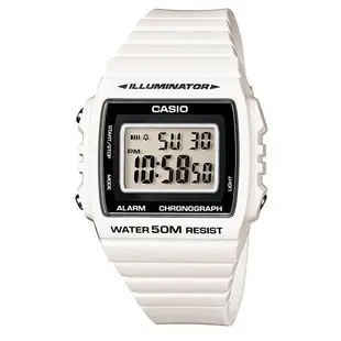 【KAPZZ】CASIO 卡西歐 方形數字錶大型的液晶錶面防水50米LED背光照明W-215H-7A