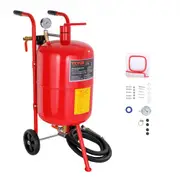 VEVOR 10Gal/40L Sandblaster Equipped w/Nozzle Shut-Off Valve Pressure Gauge Ceramic Nozzle Rubber Wheels Grit Power Sand Blasters Portable Sandblastin