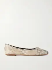 [Chloé] Chloé - Marcie Embellished Snake-print Leather Ballet Flats - Snake print - IT37 IT 37 Animal print