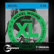 D'Addario EXL130 Nickel Wound Electric Guitar Strings - Extra Super Light (8-38)