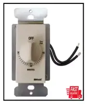 Countdown Timer Switch 30-Minute In-Wall Spring Wound Fans Lights Heaters Almond