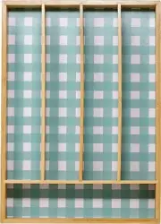 NEW BOSTON WAREHOUSE 5 PART 10" X 14" X 2" BAMBOO DRAWER ORGANIZER CHECKER/TURQ.