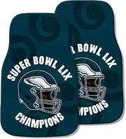 FANMATS 46242 2024-25 Super Bowl LIX Champions - Philadelphia Eagles 2-pc Carpet Car Mat Set | Green | 17"x27" | Super Bowl LIX Champions Logo