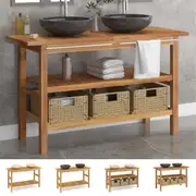 Solid Wood Teak Bathroom Vanity Cabinet with Marble Sinks Black/Cream vidaXL
