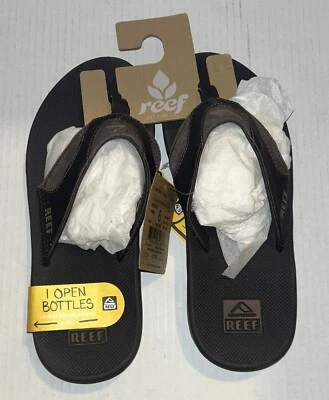 REEF Fanning Men’s Flip-Flop Sandal & Sole Bottle Opener (Brown) Size 8 NWT