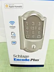 Schlage BE499WB CAM 619 Encode Plus WiFi Deadbolt Smart Lock Satin Nickel NEW