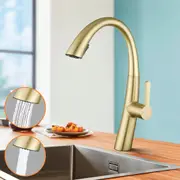 Brushed Gold Kitchen Tap Mixer Tap 2 Patterns Swivel Pull Out Laundry Sink Faucet Brass