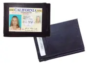 Black Genuine Leather Men's Thin Wallet Credit Card ID Holder
