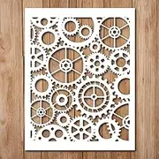 1 Pc Gear Stencil - Steampunk Gears Inspirational Street Art Graffiti Stencils for Painting on Wood, Glass, Wall, Rock, Walls, Glassware, Canvas - Industrial Clock Steampunk Stencil Template (8.5x11)