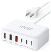 USB C Fast Charger, 100W GaN 6 Port Type USB C Charging Station Hub A-White