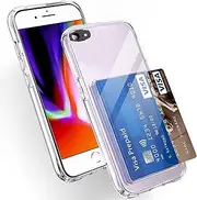 Lumobrilla Wallet for iPhone 8 Plus Case,iPhone 7 Plus Case with Credit Card Holder,Up to 2 Cards,Anti-Yellowing,Shockproof Protective Soft TPU+Hard PC Slim Phone Case for iPhone 8 Plus/7 Plus,Clear