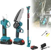 Cordless Pole Saw, 3 in 1 High Branch Saw with Brushless Chainsaw, Pruner Shear, 2M Telescopic Rod, Battery and Charger Included for Garden Tree Trimming Pruning 1battery
