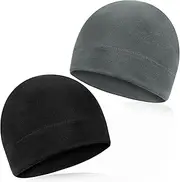 [CENCERY] 2 Pieces Cycling Hat, Cotton Hat, Cycling Hat Under Helmet, Lightweight Hat, Cycling Helmet Undercap, Thin Hat for Men and Women (Dark Grey + Black), Dark grey + black, One size