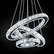 Dixun Modern Crystal Chandeliers LED Chandelier Pendant Lights Chandelier Rings Pendant Light 20/30/40cm(8/12/16 inches)(Cool White 20/30/40)