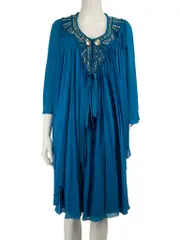 Blue Silk Crystal Sequin Dress