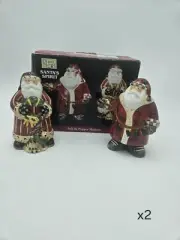 New Debbie Mumm Sakura "Santa's Spirit" Holiday Christmas Salt & Pepper Shakers