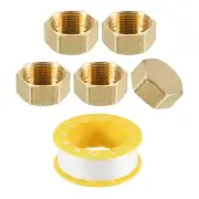 5pcs Pipe Fitting Caps G3/4" Female Thread Outer Hex with 9.5M Sealant Tape