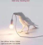White Crow Animal Night Office Working Lamp Designer Resin LED Bulb Aus Plug