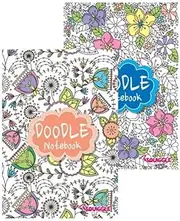 Sixstore A5 Doodle Colouring Pack of 2 Notebook Notepad 96 Lined Pages, Therapy Relaxing Notebook, 2 Notebooks Supplied