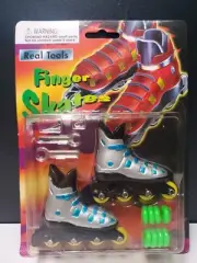 NEW Vintage Finger Inline Skates Rollerblade Toys Old Stock BLUE w Tools