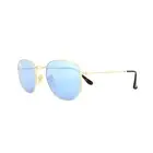 Ray-Ban Sunglasses Hexagonal 3548N 001/9O Gold Light Blue Gradient Mirror 54mm