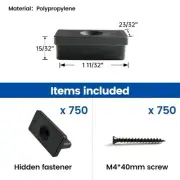 Muzata 750PCS Deck Fasteners Hidden T Clips Composite Decking M029 With Screws