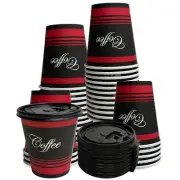 12oz Design Coffee Cups and Black Flat Lids Hot Cold Drinks Disposable 500pcs