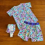 Bonds Bluey Playground Scooter White Purple Sleep PJ Set BNWT Pyjamas Size 8
