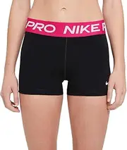 [Nike] W Np 365 Women's 3-Inch Upper Thigh Length Tight Shorts, Black/Fireberry/White, XL